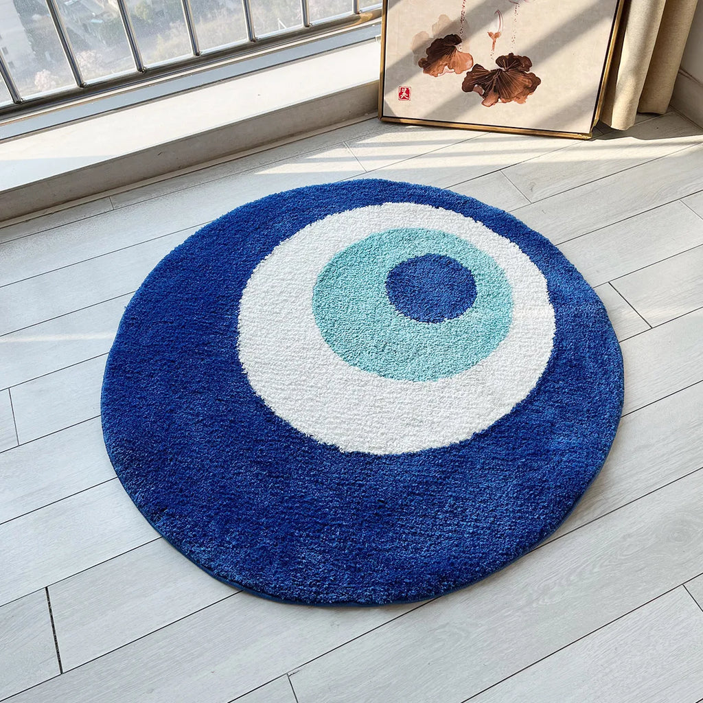 Evil Eye Handmade Tufted Rug – Minimalist Boho Bedroom Decor