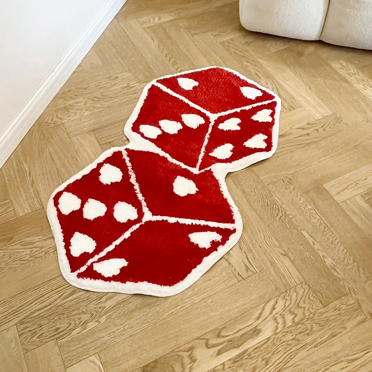 Red Dice Tufted Area Rug – Aesthetic Bedroom & Game Room Mat