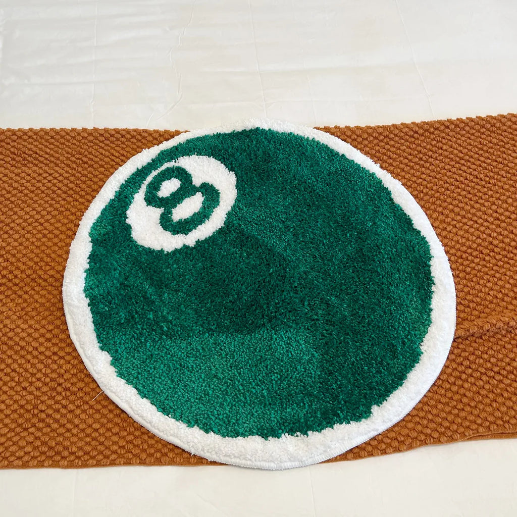 8-Ball Billiards Round Plush Rug – Game Room Novelty Soft Floor Mat