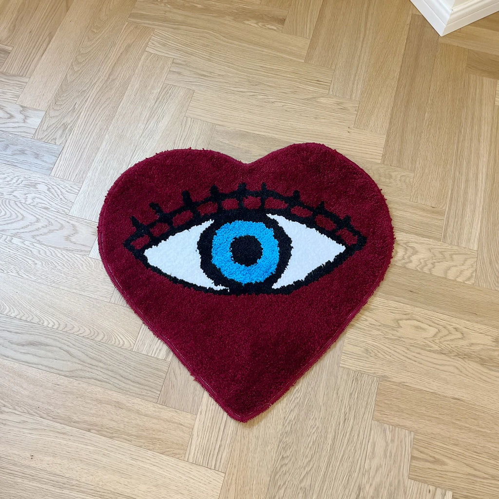 Heart-Eye Bunny Fluffy Kids Bedroom Rug – Cute Soft Plush Children's Room Mat