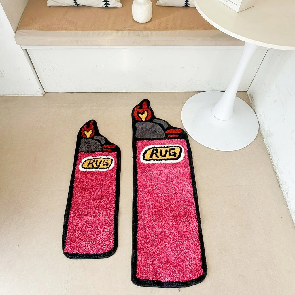 Red Lighter Novelty Shag Rug – Unique Aesthetic Shaped Bedroom Accent Mat