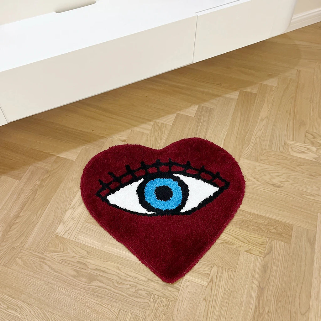 Heart-Eye Bunny Fluffy Kids Bedroom Rug – Cute Soft Plush Children's Room Mat