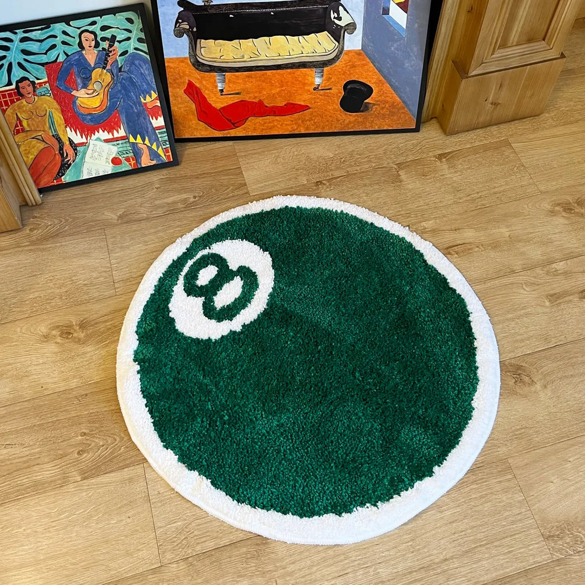 8-Ball Billiards Round Plush Rug – Game Room Novelty Soft Floor Mat