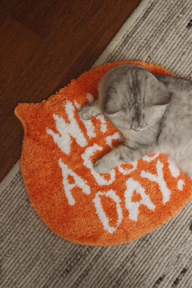 Good Day Pets Orange Plush Rug – Cute Animal-Print Fluffy Bedroom Mat