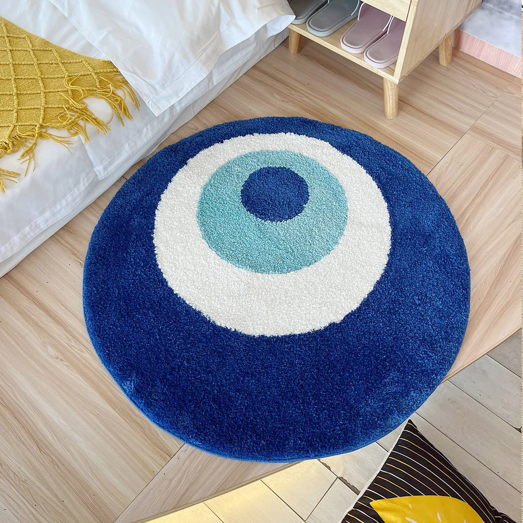 Evil Eye Handmade Tufted Rug – Minimalist Boho Bedroom Decor