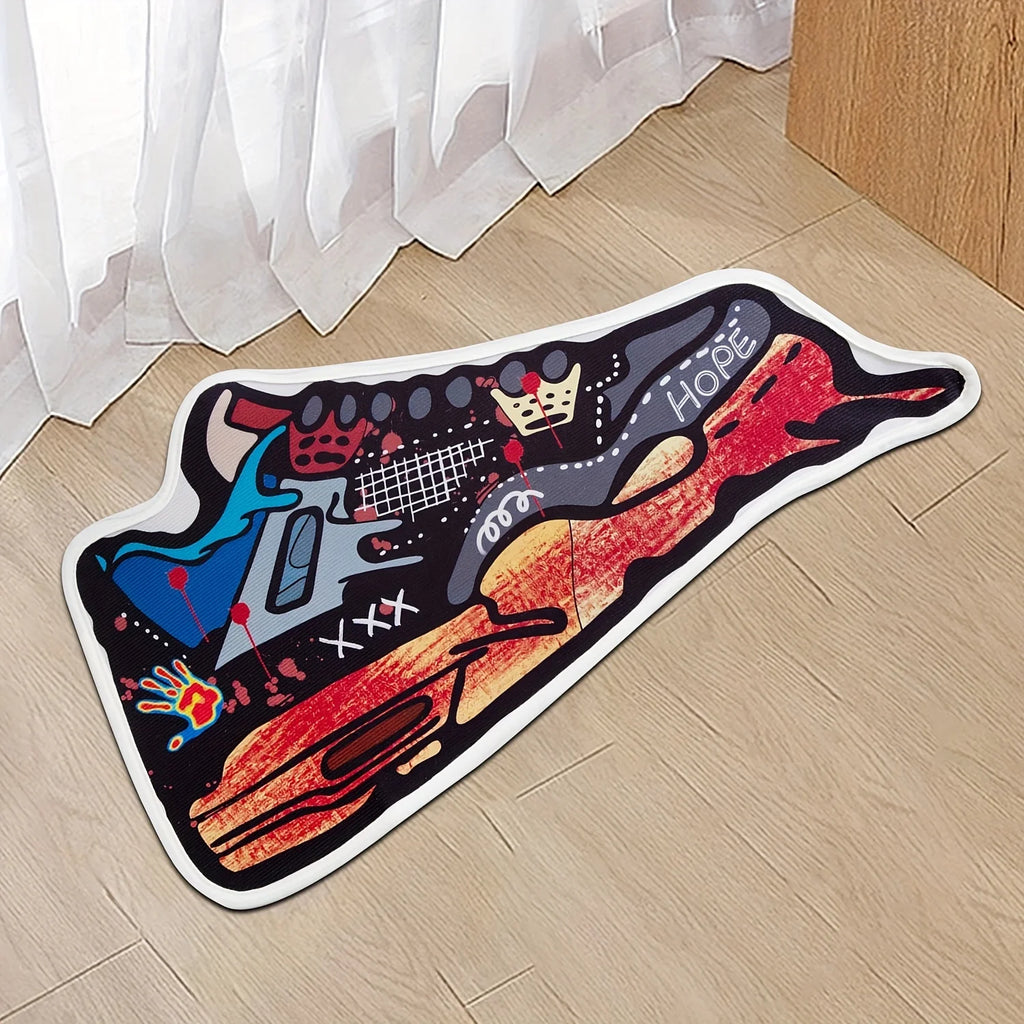 Sneaker Graffiti Non-Slip Entryway Rug – Urban Streetwear-Inspired Floor Mat