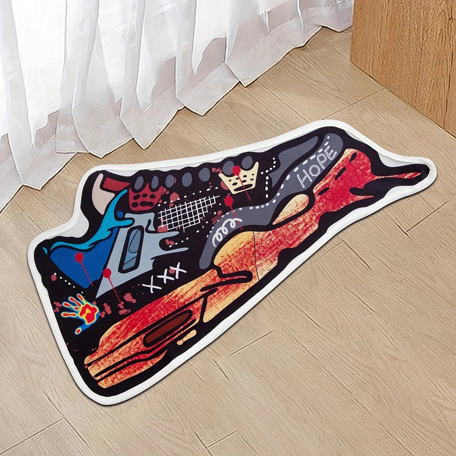 Sneaker Graffiti Non-Slip Entryway Rug – Urban Streetwear-Inspired Floor Mat