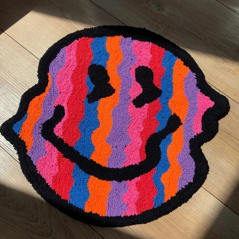 Twisted Smiley Handmade Tufted Rug – Quirky Aesthetic Tufted Bedroom Decor