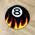 Flaming 8-Ball Billiards Tufted Rug – Cool Bedroom & Game Room Mat