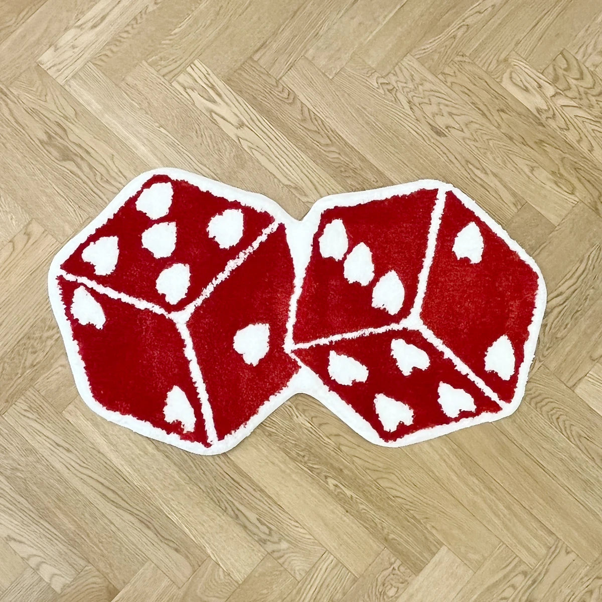 Red Dice Tufted Area Rug – Aesthetic Bedroom & Game Room Mat