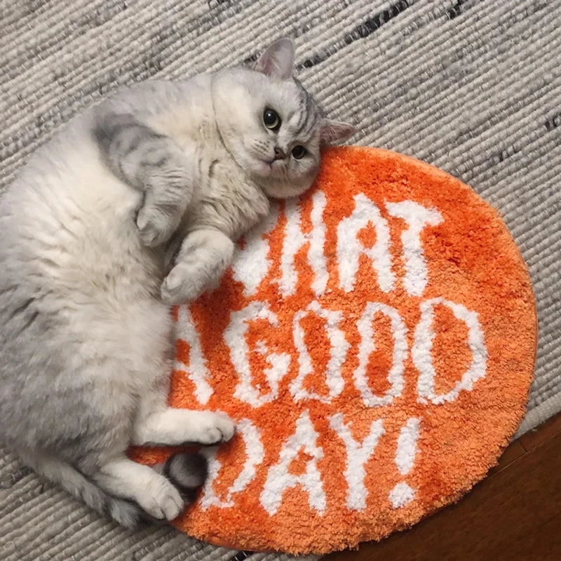 Good Day Pets Orange Plush Rug – Cute Animal-Print Fluffy Bedroom Mat
