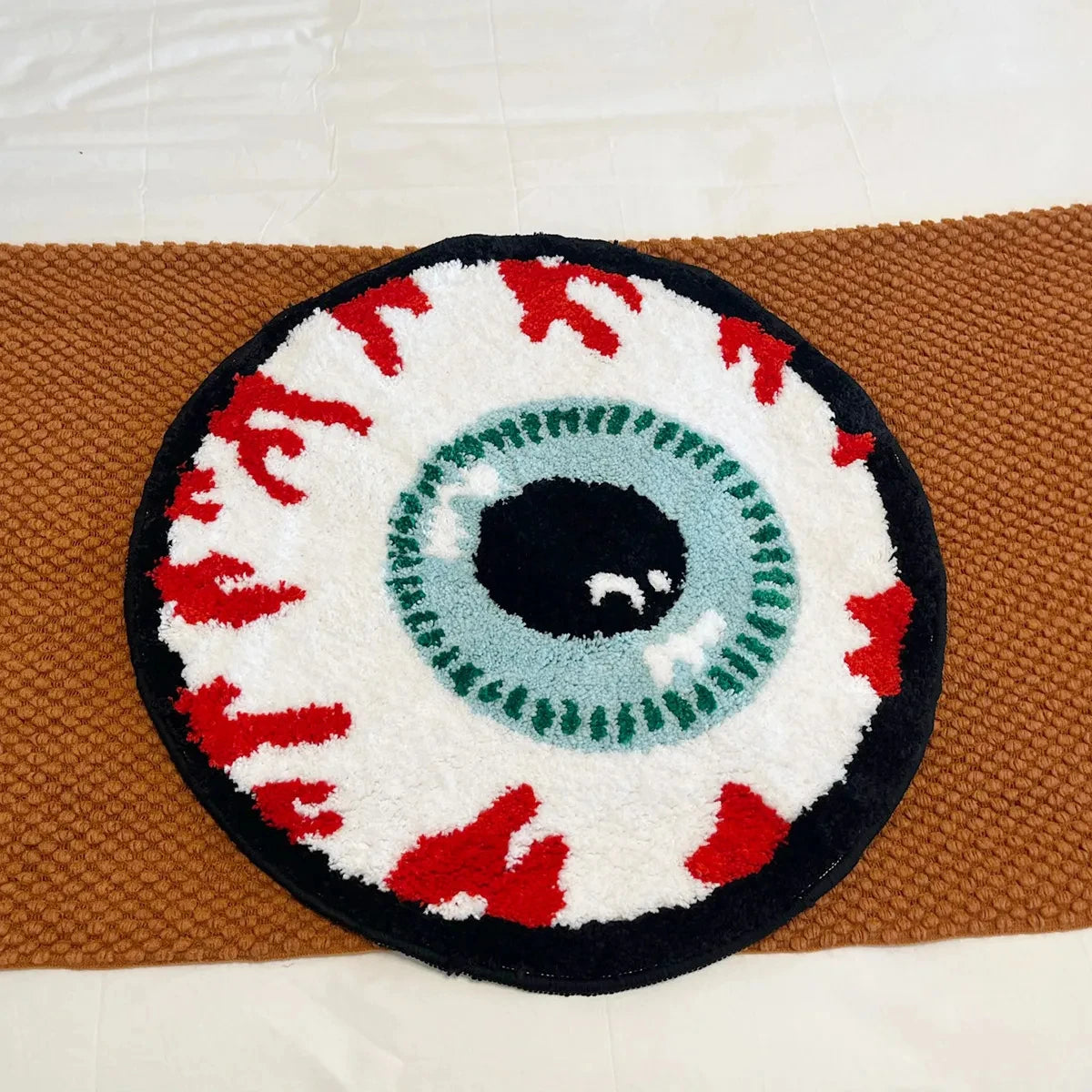 Bursting Eyeball Tufted Rug – Quirky Circular Plush Mat