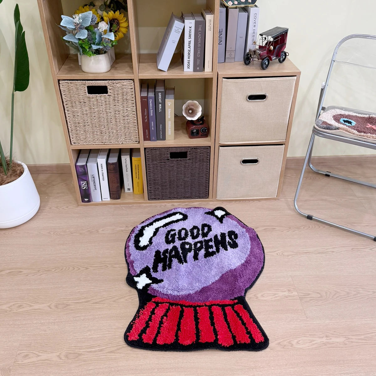 Purple Crystal Ball Plush Shag Rug – Mystical Fortune Teller Bedroom Mat
