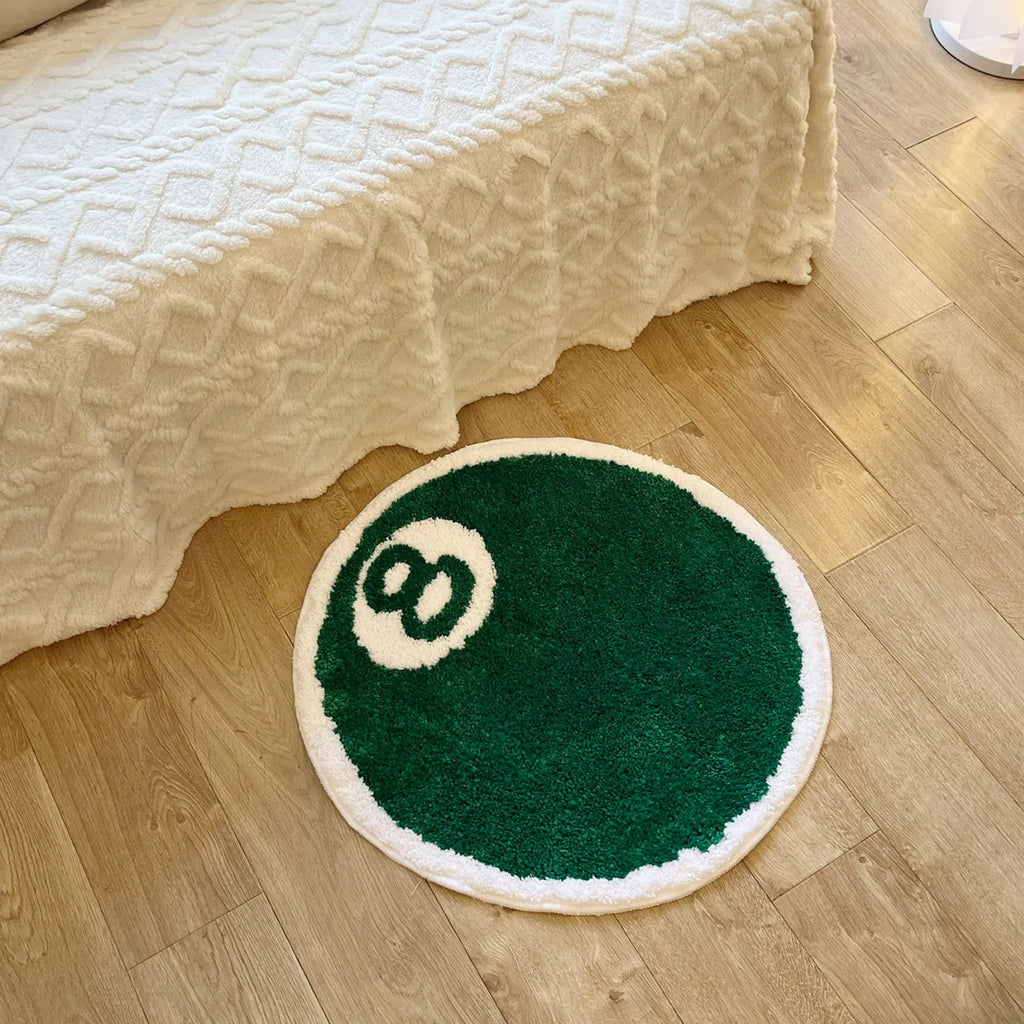 8-Ball Billiards Round Plush Rug – Game Room Novelty Soft Floor Mat
