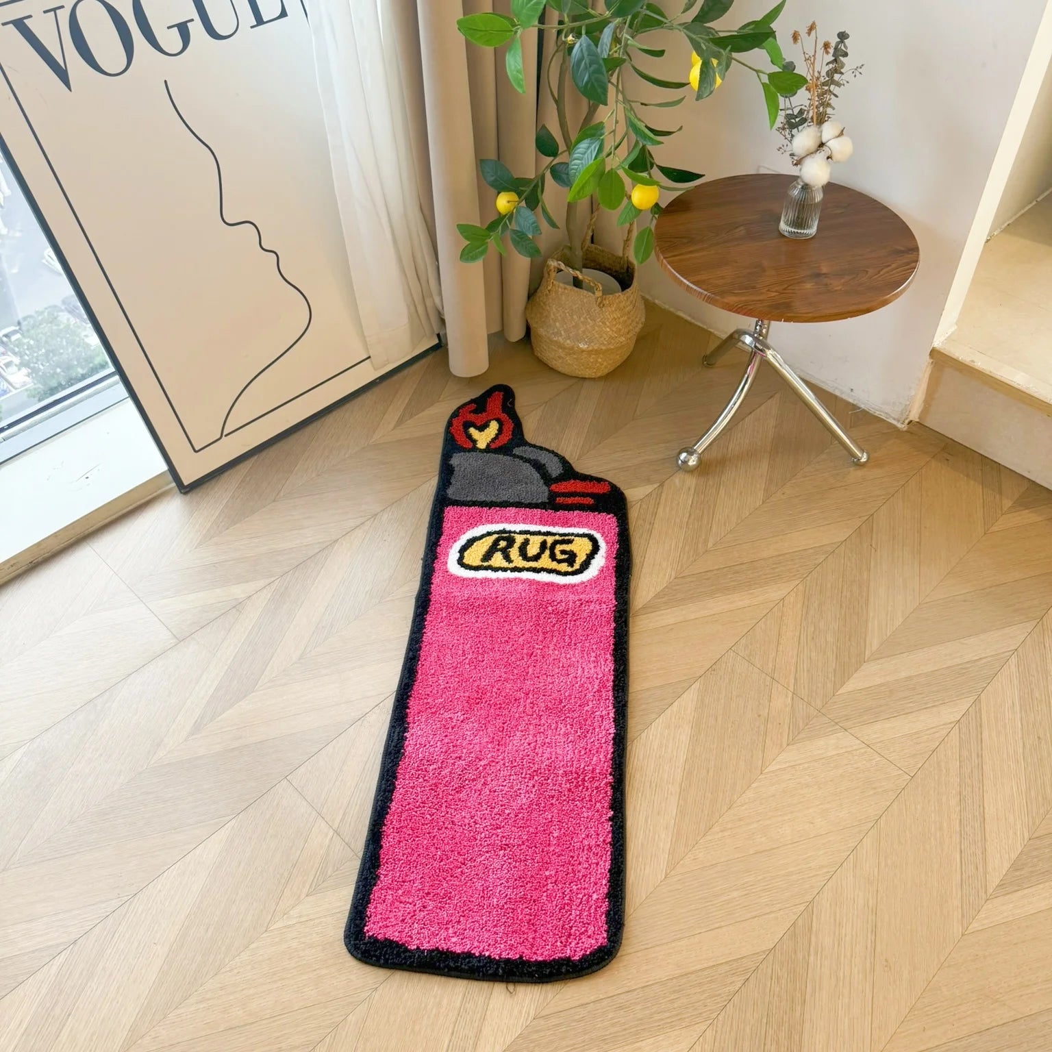 Red Lighter Novelty Shag Rug – Unique Aesthetic Shaped Bedroom Accent Mat