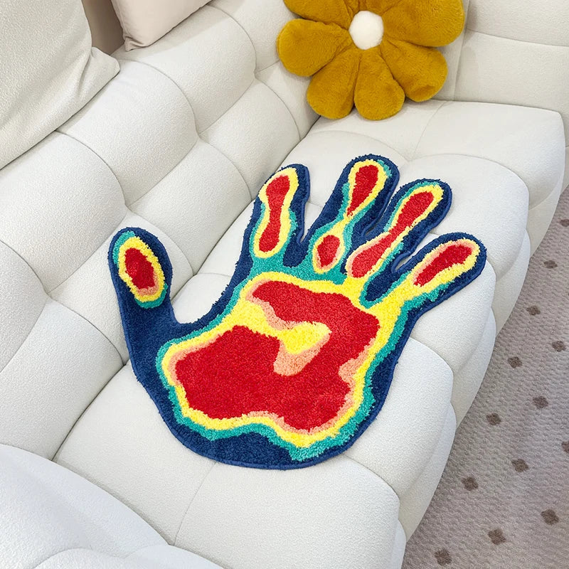 Thermal Palm Tufted Rug – Tropical Boho Handmade Shaped Area Rug