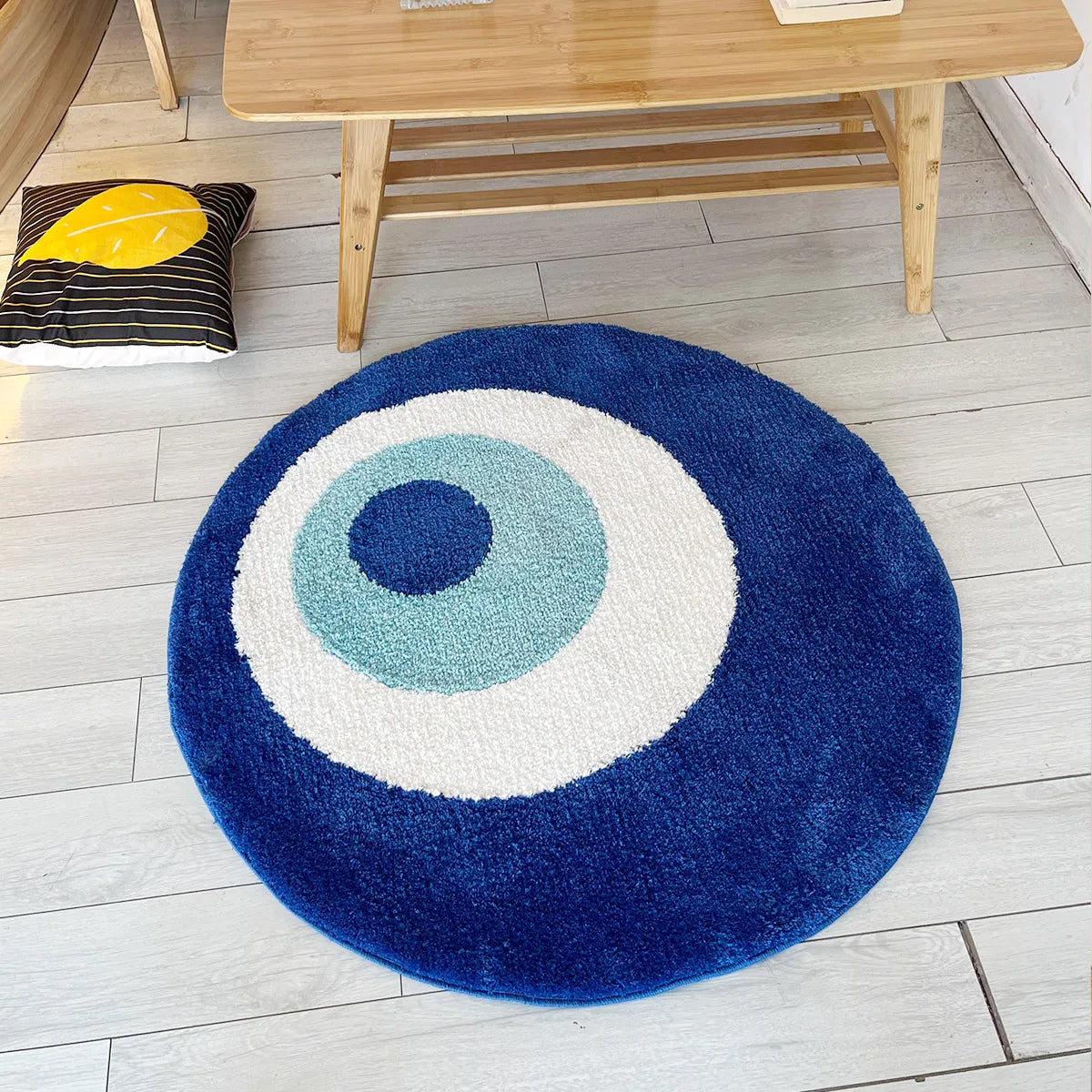 Evil Eye Handmade Tufted Rug – Minimalist Boho Bedroom Decor