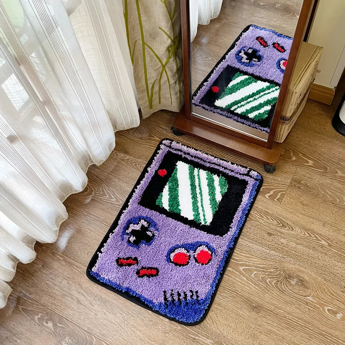Retro Handheld Game Console Tufted Rug – Nostalgic Gaming Room Decor