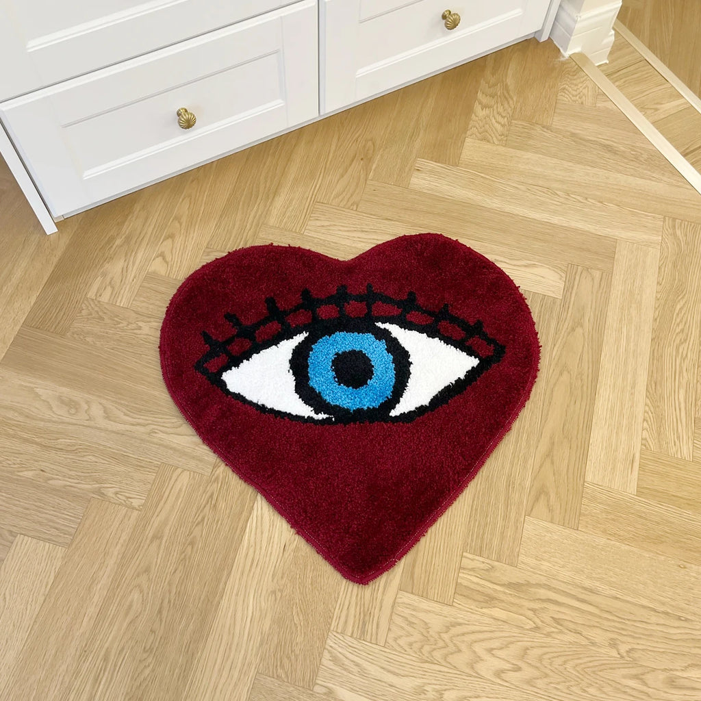 Heart-Eye Bunny Fluffy Kids Bedroom Rug – Cute Soft Plush Children's Room Mat