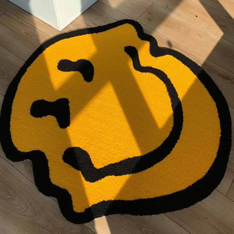 Twisted Smiley Handmade Tufted Rug – Quirky Aesthetic Tufted Bedroom Decor
