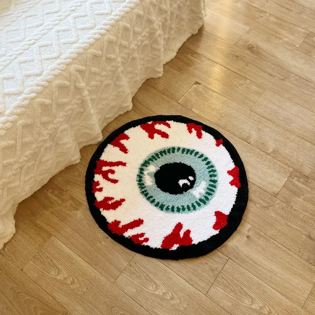 Bursting Eyeball Tufted Rug – Quirky Circular Plush Mat