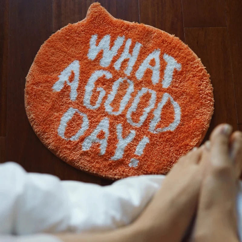Good Day Pets Orange Plush Rug – Cute Animal-Print Fluffy Bedroom Mat