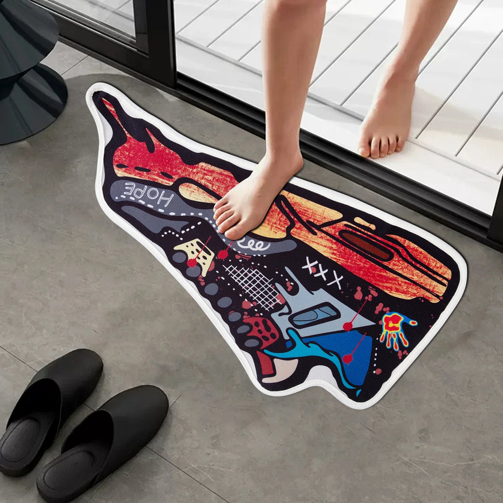 Sneaker Graffiti Non-Slip Entryway Rug – Urban Streetwear-Inspired Floor Mat