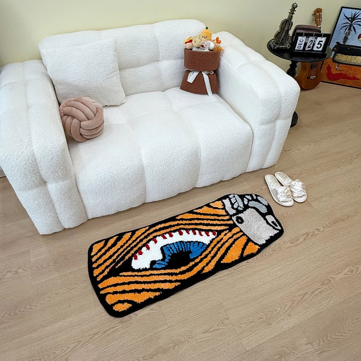 Lighter-Shaped Brown Novelty Floor Rug – Unique 3D Aesthetic Bedroom Accent Mat