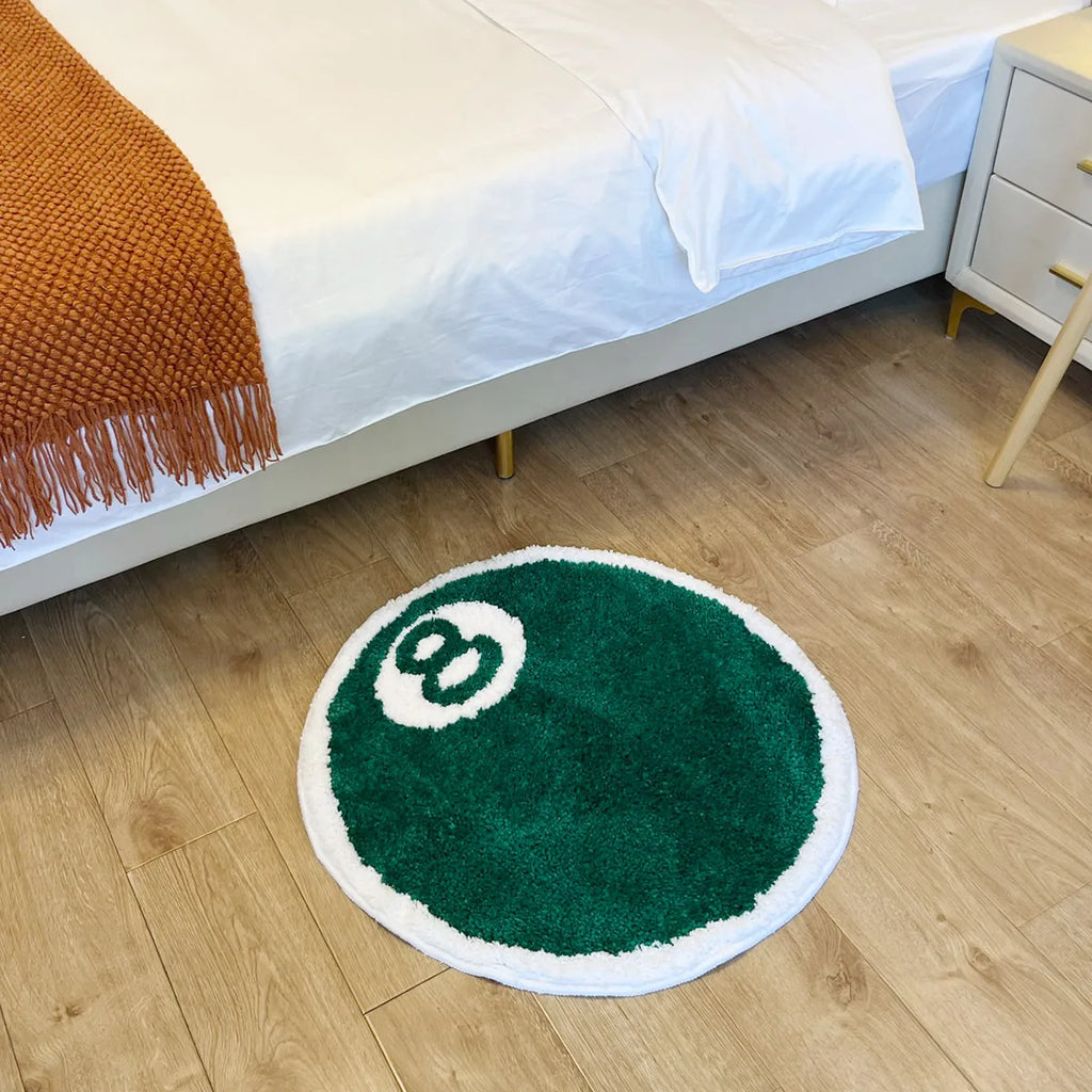 8-Ball Billiards Round Plush Rug – Game Room Novelty Soft Floor Mat