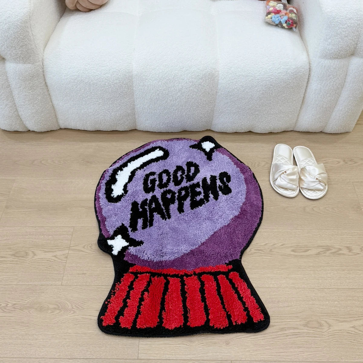 Purple Crystal Ball Plush Shag Rug – Mystical Fortune Teller Bedroom Mat