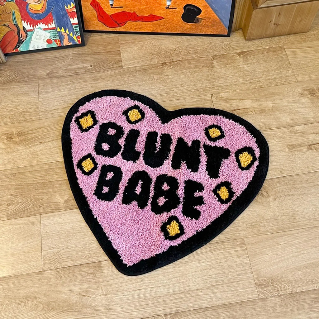 Blunt Babe Pink Nursery & Kids Room Rug – Fun Floral Soft Plush Bedroom Mat