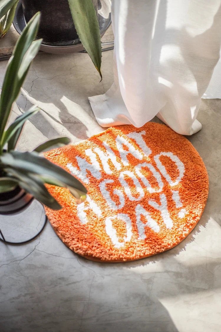 Good Day Pets Orange Plush Rug – Cute Animal-Print Fluffy Bedroom Mat