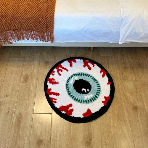 Bursting Eyeball Tufted Rug – Quirky Circular Plush Mat
