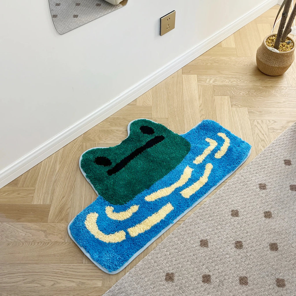 Frog River Kids Plush Tufted Rug – Cute Cartoon Children's Soft Bedroom Mat