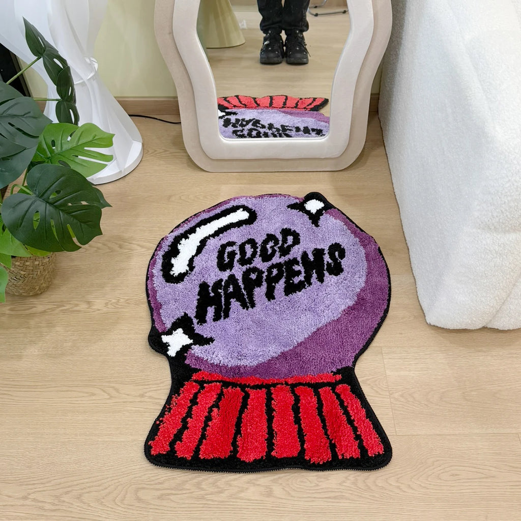 Purple Crystal Ball Plush Shag Rug – Mystical Fortune Teller Bedroom Mat