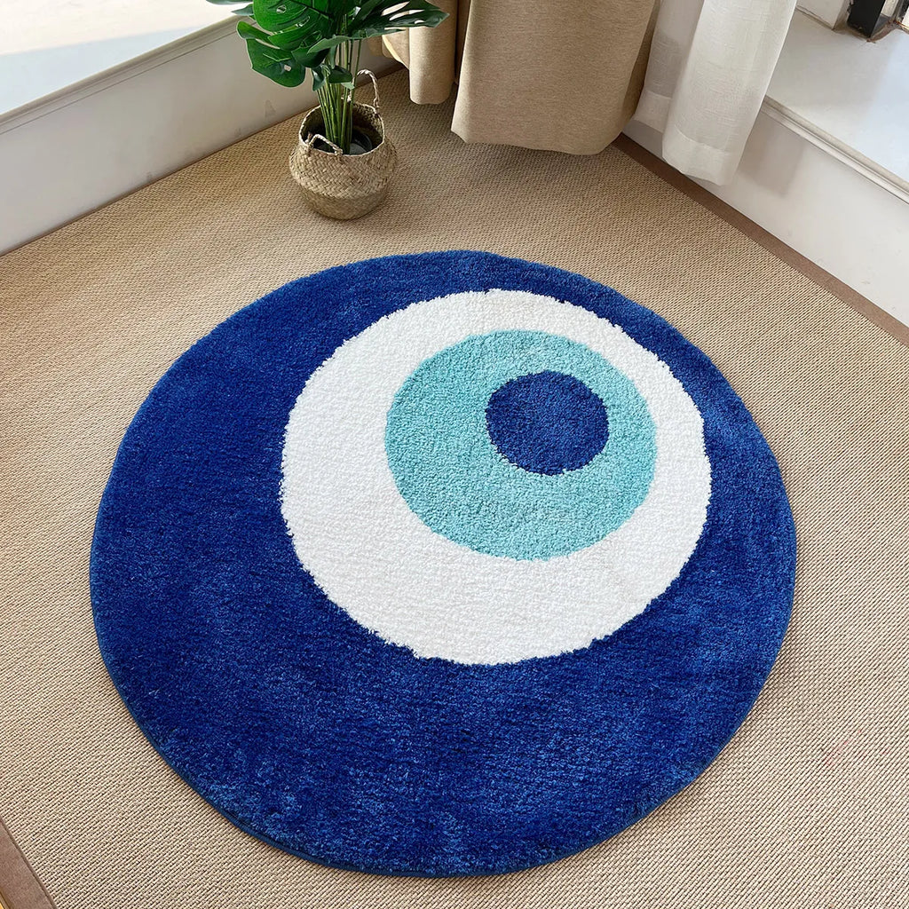 Evil Eye Handmade Tufted Rug – Minimalist Boho Bedroom Decor
