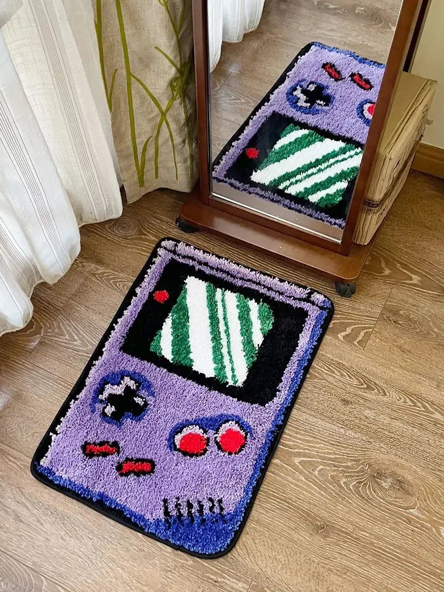 Retro Handheld Game Console Tufted Rug – Nostalgic Gaming Room Decor