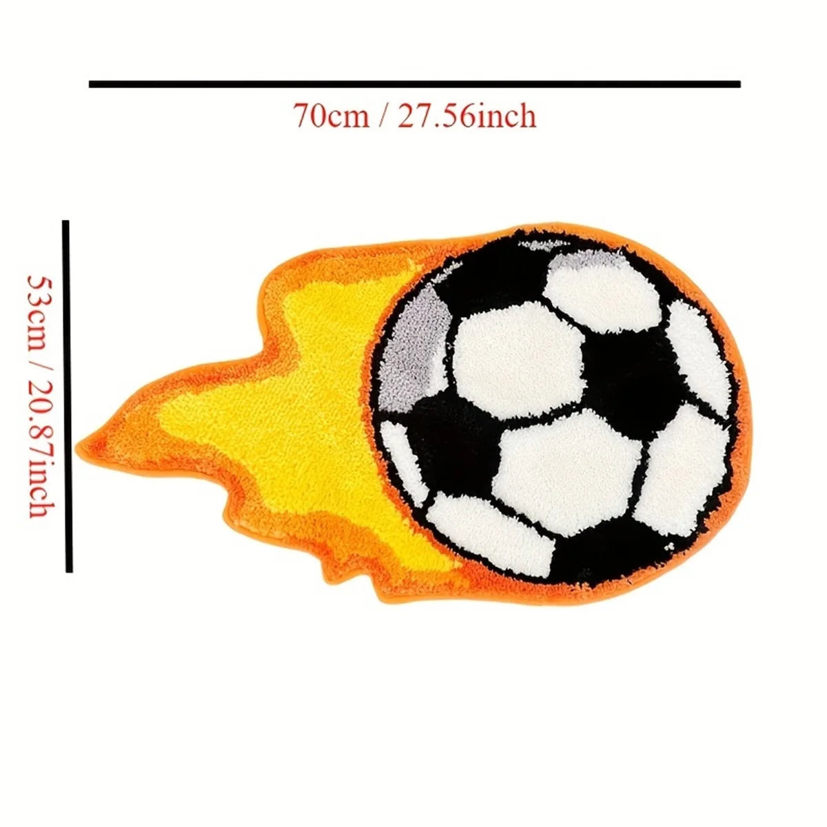 Flaming Soccer Ball Tufted Rug – Bold Sports-Themed Handmade Area Rug