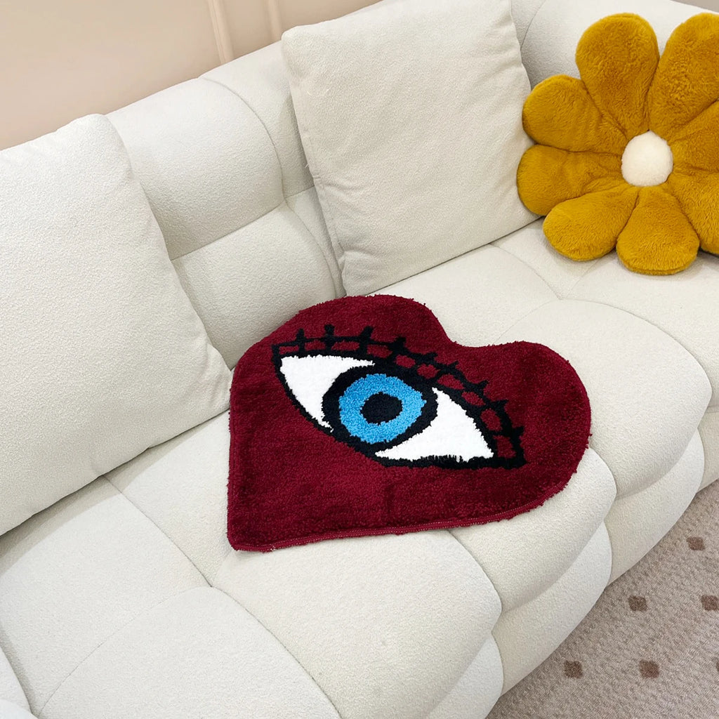 Heart-Eye Bunny Fluffy Kids Bedroom Rug – Cute Soft Plush Children's Room Mat