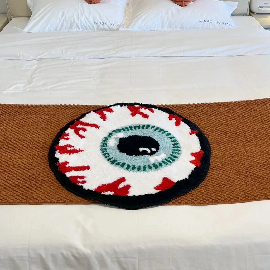 Bursting Eyeball Tufted Rug – Quirky Circular Plush Mat