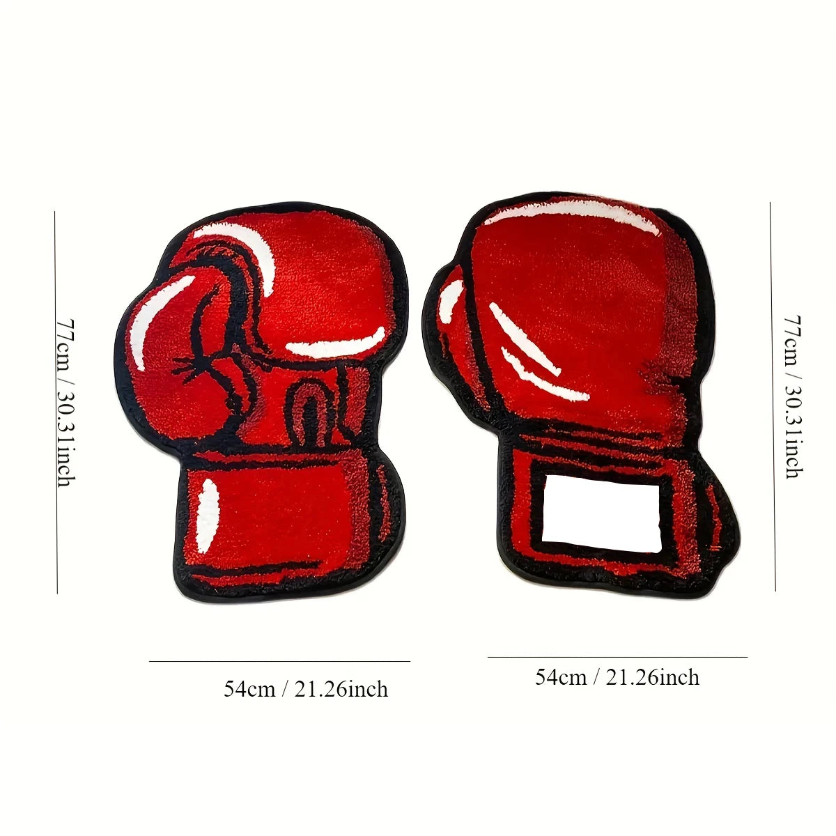 Boxing Gloves Fluffy Tufted Accent Rug – Sports-Themed Shaped Bedroom Floor Mat